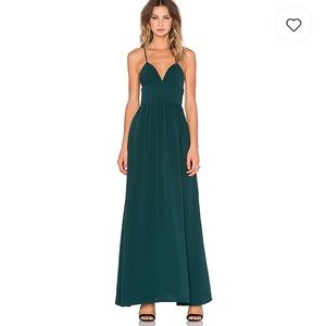 NBD MUSE Maxi Dress in deep green.